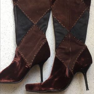 Sergio Rossi velvet/ poni hair boots 7,5